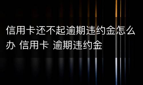 信用卡还不起逾期违约金怎么办 信用卡 逾期违约金