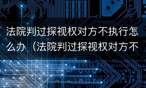 法院判过探视权对方不执行怎么办（法院判过探视权对方不执行怎么办呢）