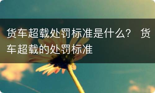 货车超载处罚标准是什么？ 货车超载的处罚标准