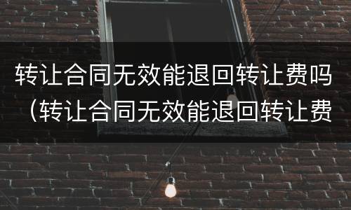 转让合同无效能退回转让费吗（转让合同无效能退回转让费吗合理吗）