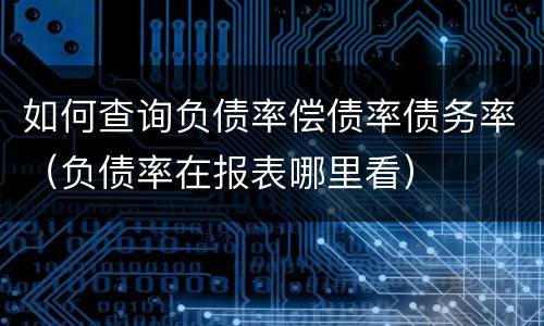 如何查询负债率偿债率债务率（负债率在报表哪里看）