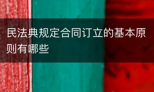 民法典规定合同订立的基本原则有哪些