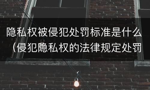 隐私权被侵犯处罚标准是什么（侵犯隐私权的法律规定处罚）