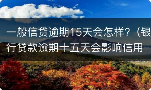 一般信贷逾期15天会怎样?（银行贷款逾期十五天会影响信用吗）