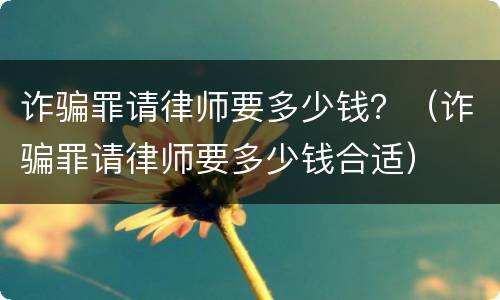 诈骗罪请律师要多少钱？（诈骗罪请律师要多少钱合适）