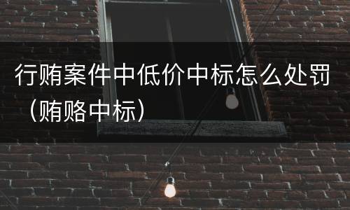 行贿案件中低价中标怎么处罚（贿赂中标）