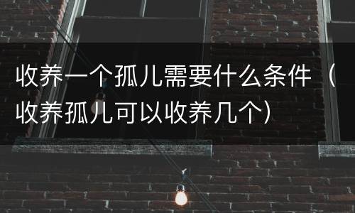 收养一个孤儿需要什么条件（收养孤儿可以收养几个）
