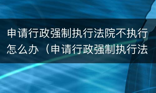 申请行政强制执行法院不执行怎么办（申请行政强制执行法院不执行怎么办呢）