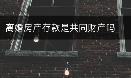 离婚房产存款是共同财产吗