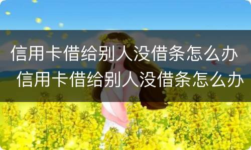 信用卡借给别人没借条怎么办 信用卡借给别人没借条怎么办理