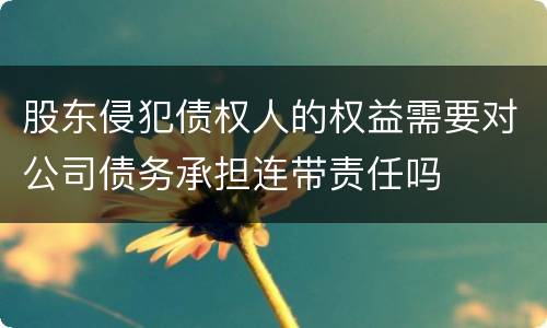 股东侵犯债权人的权益需要对公司债务承担连带责任吗