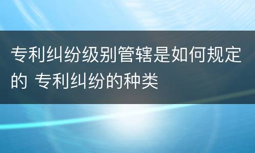 专利纠纷级别管辖是如何规定的 专利纠纷的种类