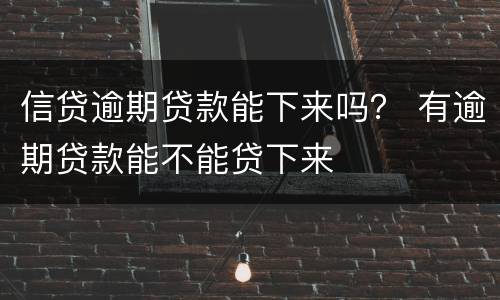 信贷逾期贷款能下来吗？ 有逾期贷款能不能贷下来