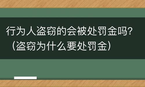 行为人盗窃的会被处罚金吗？（盗窃为什么要处罚金）