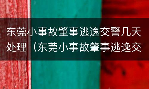 东莞小事故肇事逃逸交警几天处理（东莞小事故肇事逃逸交警几天处理完）