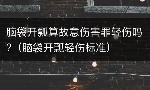 脑袋开瓢算故意伤害罪轻伤吗?（脑袋开瓢轻伤标准）