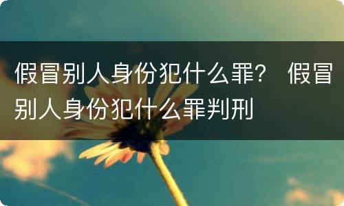 假冒别人身份犯什么罪？ 假冒别人身份犯什么罪判刑