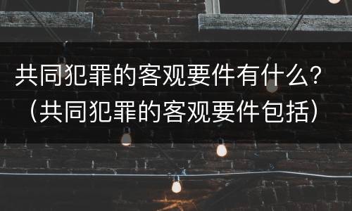 共同犯罪的客观要件有什么？（共同犯罪的客观要件包括）