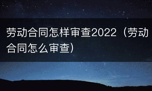 劳动合同怎样审查2022（劳动合同怎么审查）