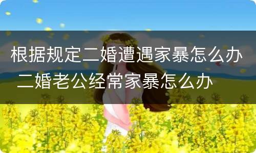 根据规定二婚遭遇家暴怎么办 二婚老公经常家暴怎么办
