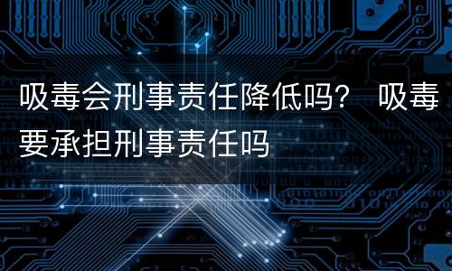 吸毒会刑事责任降低吗？ 吸毒要承担刑事责任吗
