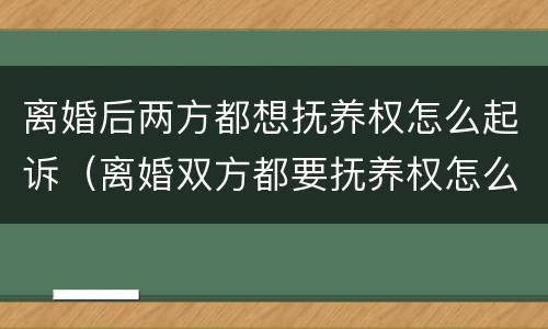 离婚后两方都想抚养权怎么起诉（离婚双方都要抚养权怎么办）