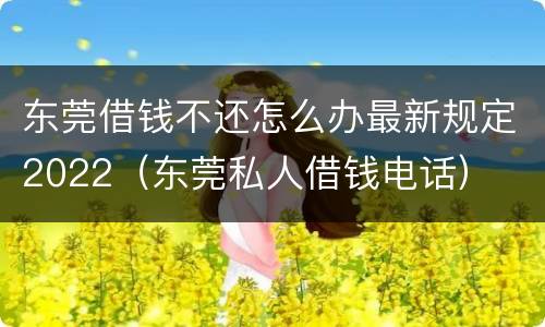东莞借钱不还怎么办最新规定2022（东莞私人借钱电话）