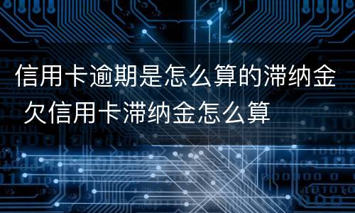 信用卡逾期是怎么算的滞纳金 欠信用卡滞纳金怎么算