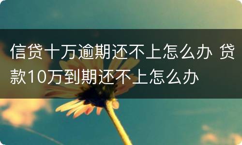 信贷十万逾期还不上怎么办 贷款10万到期还不上怎么办