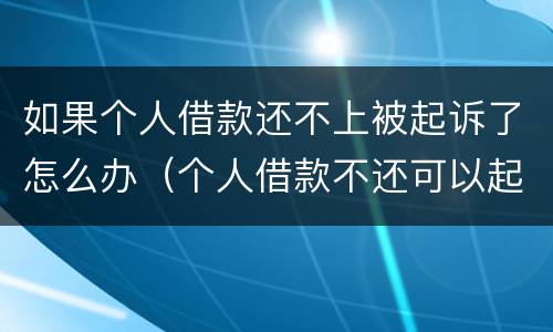 如果个人借款还不上被起诉了怎么办（个人借款不还可以起诉吗）