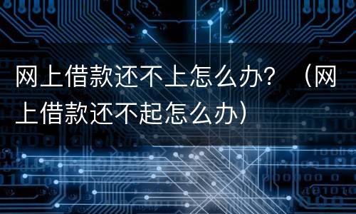 网上借款还不上怎么办？（网上借款还不起怎么办）