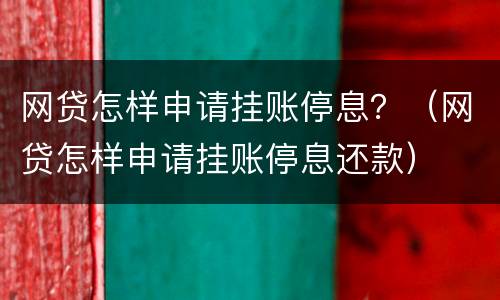 网贷怎样申请挂账停息？（网贷怎样申请挂账停息还款）