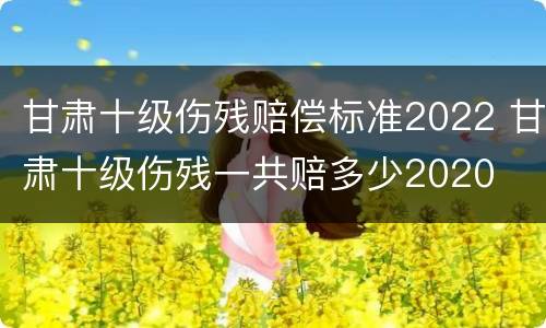 甘肃十级伤残赔偿标准2022 甘肃十级伤残一共赔多少2020