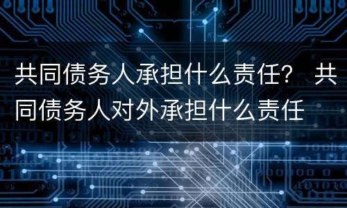 共同债务人承担什么责任？ 共同债务人对外承担什么责任