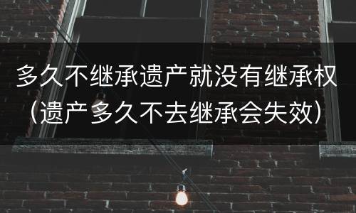 多久不继承遗产就没有继承权（遗产多久不去继承会失效）