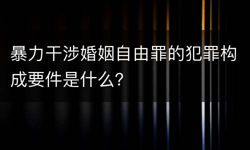 暴力干涉婚姻自由罪的犯罪构成要件是什么？
