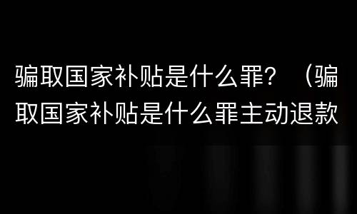 骗取国家补贴是什么罪？（骗取国家补贴是什么罪主动退款可以吗）