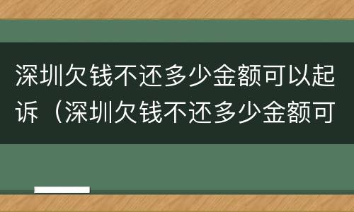 深圳欠钱不还多少金额可以起诉（深圳欠钱不还多少金额可以起诉强制执行）