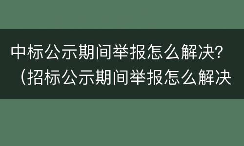 中标公示期间举报怎么解决？（招标公示期间举报怎么解决）