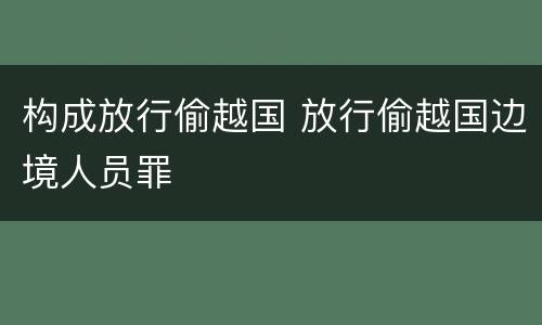 构成放行偷越国 放行偷越国边境人员罪