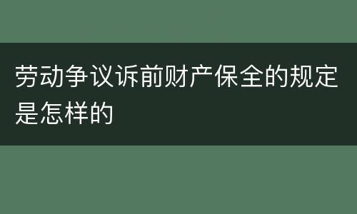 劳动争议诉前财产保全的规定是怎样的