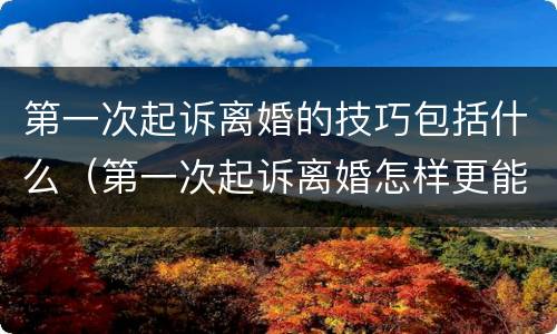 第一次起诉离婚的技巧包括什么（第一次起诉离婚怎样更能成功）