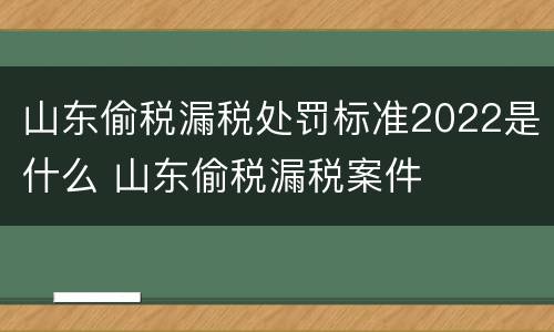山东偷税漏税处罚标准2022是什么 山东偷税漏税案件