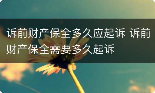 诉前财产保全多久应起诉 诉前财产保全需要多久起诉