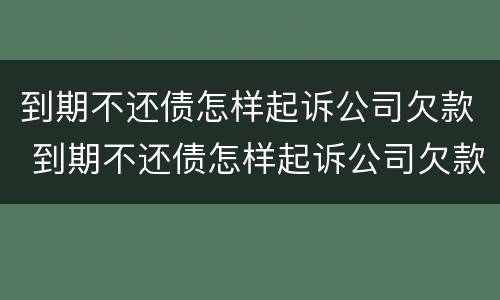 到期不还债怎样起诉公司欠款 到期不还债怎样起诉公司欠款