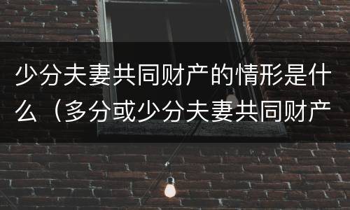 少分夫妻共同财产的情形是什么（多分或少分夫妻共同财产）