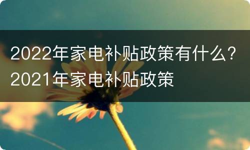 2022年家电补贴政策有什么? 2021年家电补贴政策