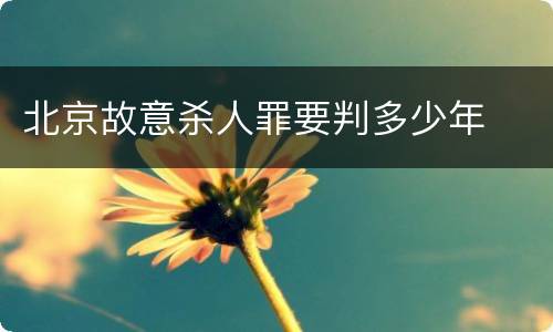 北京故意杀人罪要判多少年