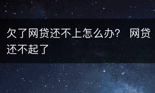 欠了网贷还不上怎么办？ 网贷还不起了