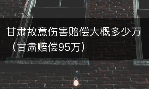 甘肃故意伤害赔偿大概多少万（甘肃赔偿95万）